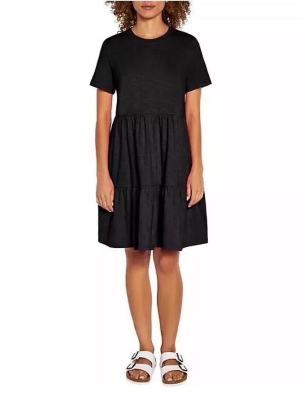 🩴 GAP short sleeve black tiered dress. Size S.